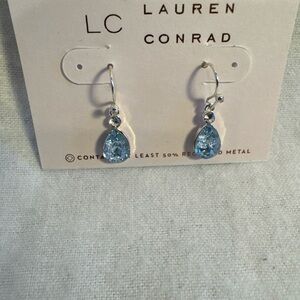 LC LAUREN CONRAD SilverTone Drop Earrings  - Faux Blue Topaz Stones‎ Dangles NEW